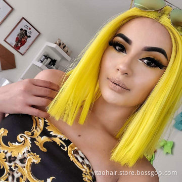 Wholesale Cheap Anime Party Pink Yellow Purple Black Blue Silver BOB Short Straight Synthetic Cosplay Wig